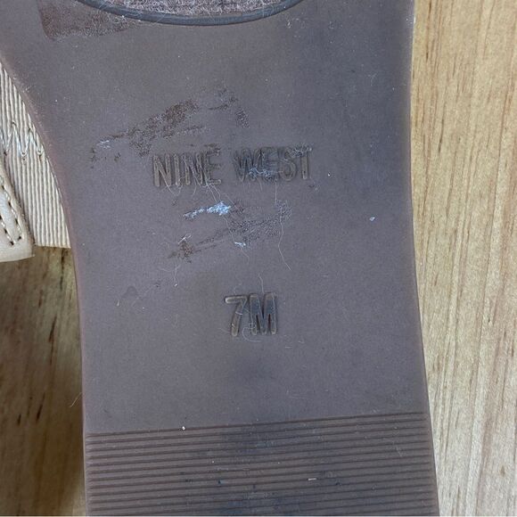 Nine West Brynli3 Studded Dual Strap Slide Sandals Tan Silver 7 - Picture 9 of 11